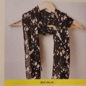 Lightweight Floral Black Scarf